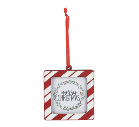 Drewniana ramka na zdjęcie zawieszka na choinkę bombka ze zdjęciem foto