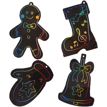 Wydrapywanki świąteczne zawieszki zdrapki na choinkę bombki diy 4 szt