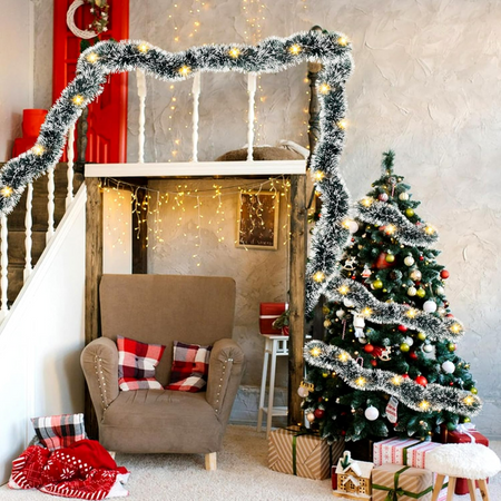 Długa girlanda sztuczna choinkowa zielona łańcuch florystyczny gałązka 2m