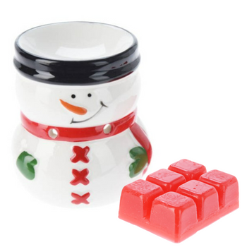 Kominek zapachowy ceramiczny do wosku świąteczny zestaw bałwan na prezent