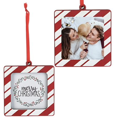 Drewniana ramka na zdjęcie zawieszka na choinkę bombka ze zdjęciem foto