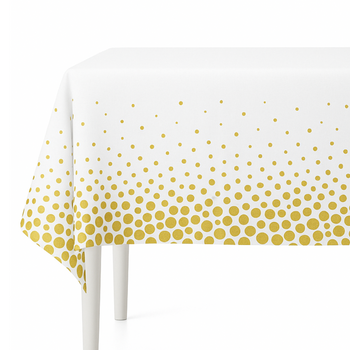 Obrus foliowy jednorazowy plastikowy biały urodziny imprezę złoty 130x220cm