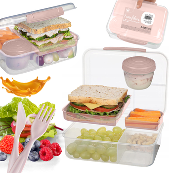 Lunchbox z przegródkami Openhome różowy 22x18.6x6cm