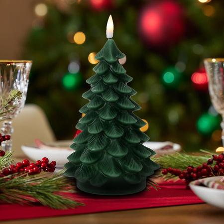 Świeczka led choinka zielona świeca świąteczna 11cm woskowa ruchoma