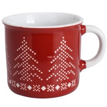 Czerwony kubek świąteczny ceramiczny kubeczek prezent 285ml sweterek