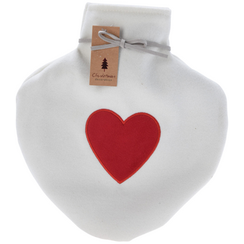 Termofor serce biały 850ml świąteczny prezent w pokrowcu gumowy polarowy
