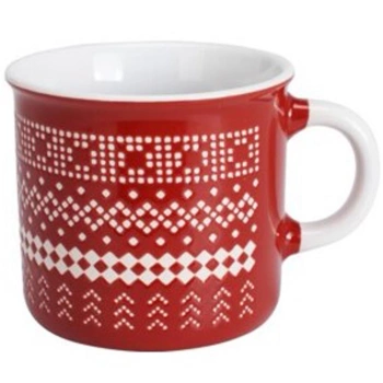 Czerwony KUBEK ŚWIĄTECZNY Ceramiczny Kubeczek Prezent 170 ml Sweterek