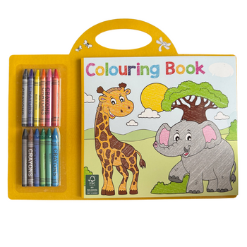 Kolorowanka dla dzieci z kredkami woskowymi zestaw do malowania z rączką