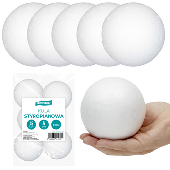 Kula styropianowa biała 8 cm zestaw 5 szt. Artmaker