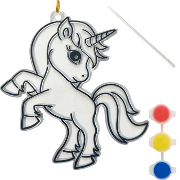 Witraż zawieszka do malowania zawieszki diy zestaw artystyczny jednorożec