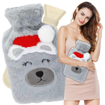 Duży termofor puchaty 850ml świąteczny ogrzewacz na wodę gumowy sweterku