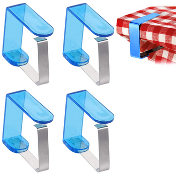 Klipsy do obrusu uchwyty obrusu klamra stołu blatu 4 sztuki niebieskie