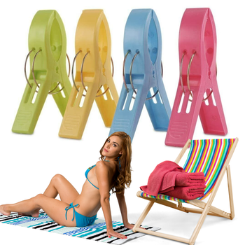 Klipsy klamerki do ręczników plażowych na plaże 4szt. spinacze obrusów