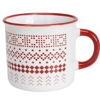 Biały kubek świąteczny ceramiczny kubeczek prezent 285ml norweski sweterek