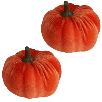 Dynie ozdobne dekoracyjne welurowe 2 szt jesienne dekoracje zestaw dyni 6 cm