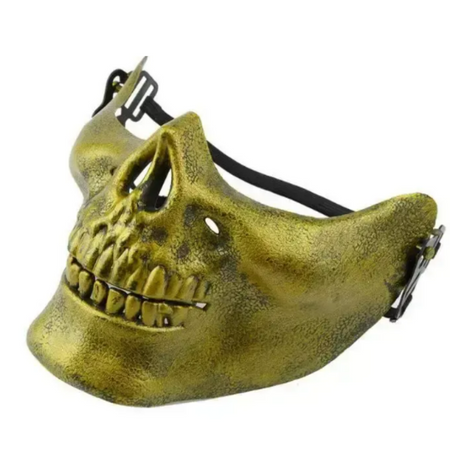 Maska Halloween półmaska kościotrup czaszka złota horror szkielet