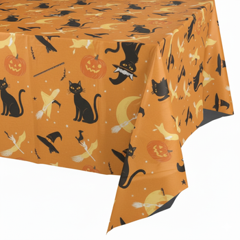 Obrus jednorazowy Halloween 130x180 cm pomarańczowy plastikowy