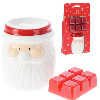 Kominek zapachowy ceramiczny do wosku świąteczny zestaw mikołaj na prezent