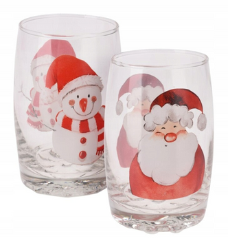 Szklanki świąteczne do napojów 2szt Mikołaj bałwan 300ml szklanka świąteczna