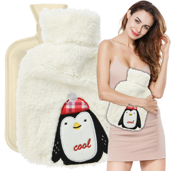 Duży termofor puchaty 850ml świąteczny ogrzewacz na wodę gumowy sweterku