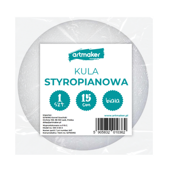 Kula styropianowa biała 15 cm Artmaker