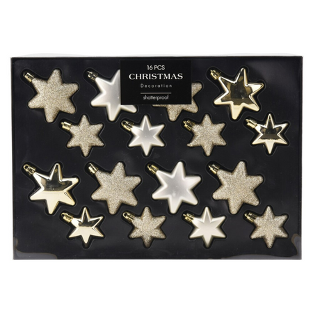 Bombki gwiazdki szampańskie złote 16 szt ozdoby świąteczne na choinkę