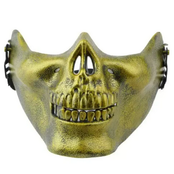 Maska Halloween półmaska kościotrup czaszka złota horror szkielet