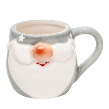 Kubek świąteczny na prezent duży ceramiczny 410ml szary mikołaj